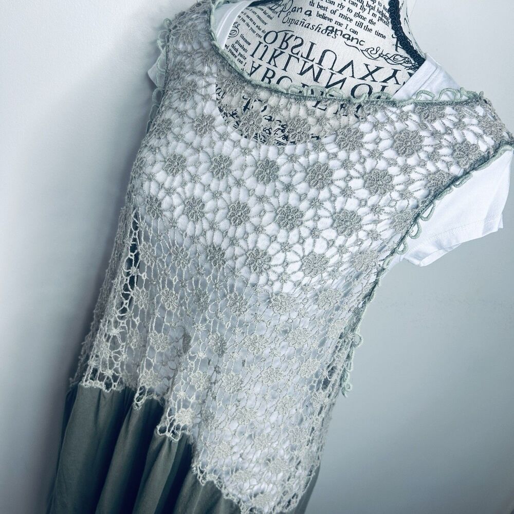 Y2k Boho Crochet Lace Corset Back Vest Tunic Med Fairy Boho Festival Indie